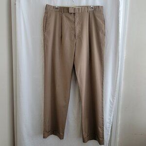 DKNY Men's Tan Dress Pants 38x32 Cuffed Front Pleat